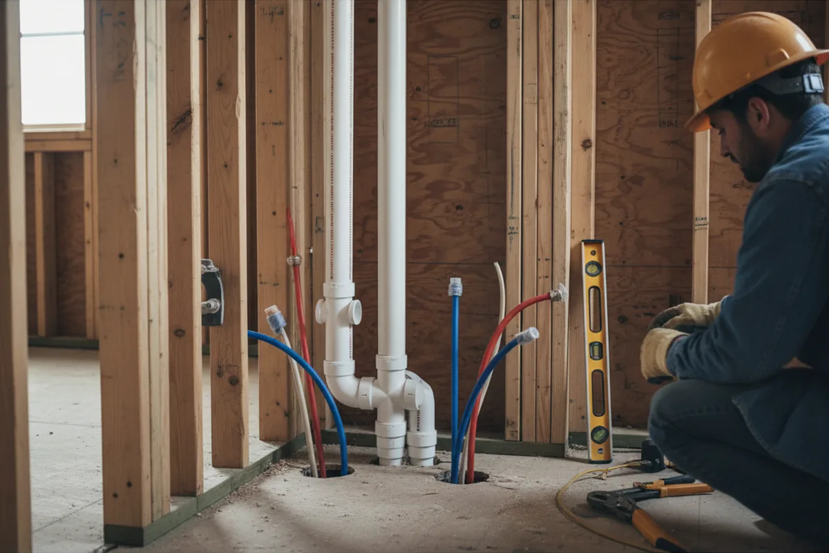Drain and supply rough-in during Drain Cleaning in Alma Center