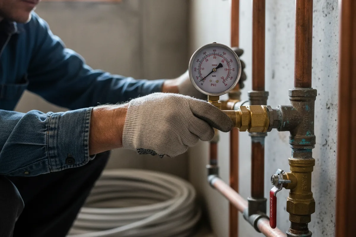 Pressure testing a repaired line during Water Line Repair in Alma Center